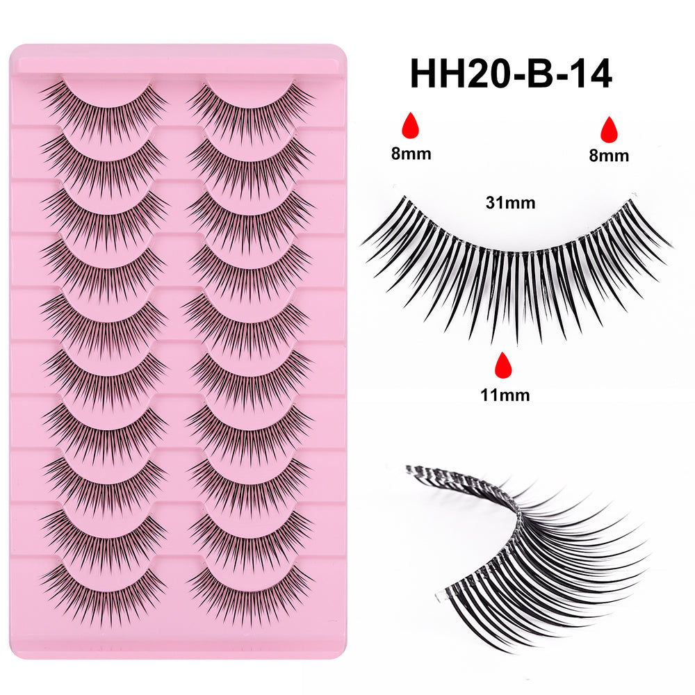 Carefully selected* pingdu 10 pairs of hard stem fake eyelashes, a whole barbie comic soft stem korean girl group eyelashes stage