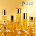 Customized high-end cosmetic glass bottles, straight-sided round bottles, 120ml lotion glass set bottles, cream and lotion dispensing bottles