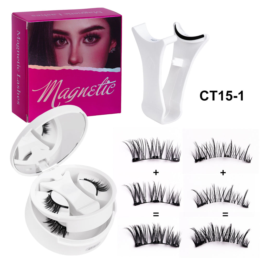 Pingdu magnetic false eyelashes amazon fashion thick strong magnetic 2 pairs black stem eyelash curler suit factory wholesale