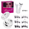Pingdu magnetic false eyelashes all-in-one box cross-border fashion thick 2 pairs black stem eyelash curler set factory wholesale