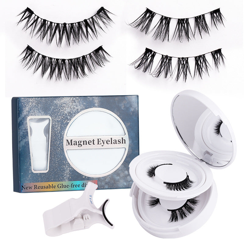 Pingdu magnetic false eyelashes amazon fashion thick strong magnetic 2 pairs black stem eyelash curler suit factory wholesale