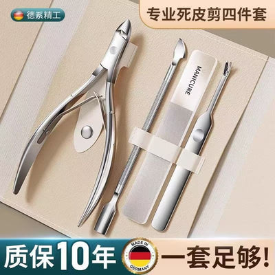 Cuticle nipper set - includes cuticle nippers, cuticle pusher, and nail clippers - portable home manicure & pedicure tool kit - stainless steel cuticle nippers