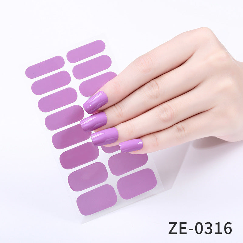 European and american new solid color nail art stickers, full cover nail polish film, designer logo stickers, candy iridescent sweet style