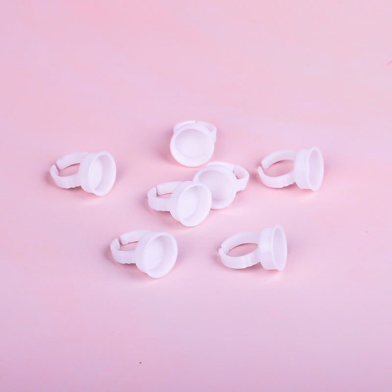 White ring cups, 100 pieces - auxiliary beauty supplies for eyelash extensions, eyelash implantation, beauty salons, glue dipping, and eyelash accessories tools