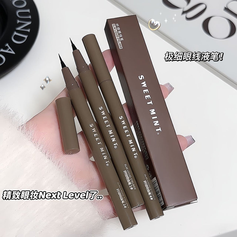 Makeup sweet mint slim eyeliner for women, ultra-fine soft head, waterproof, anti-sweat, non-smudge, lying silkworm eyeliner pen