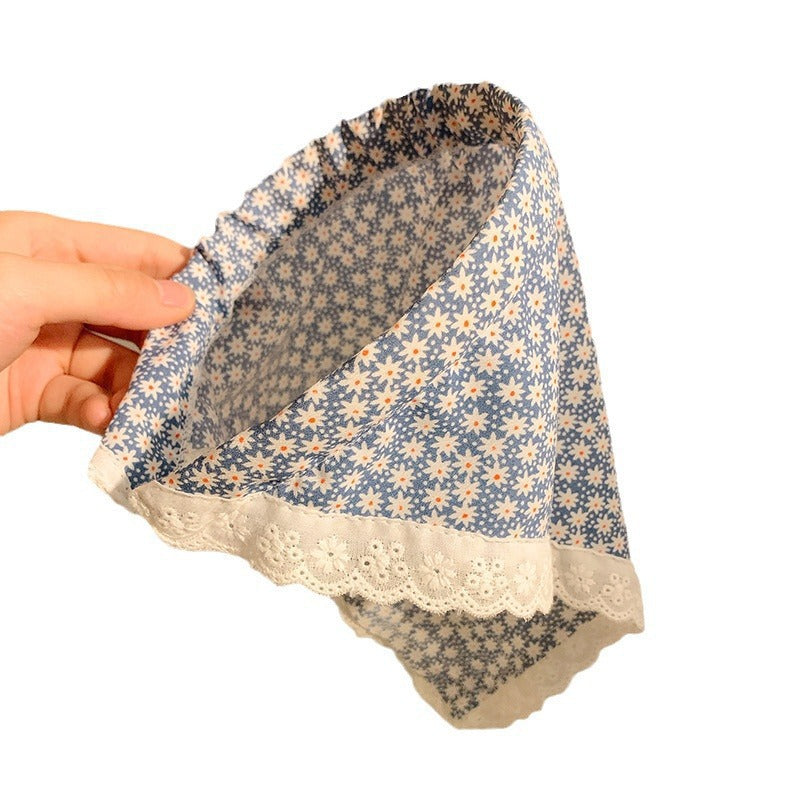 Headscarf women's headband summer cute sweet girl lace triangle scarf hairband french style tie-up photo prop square scarf headwear