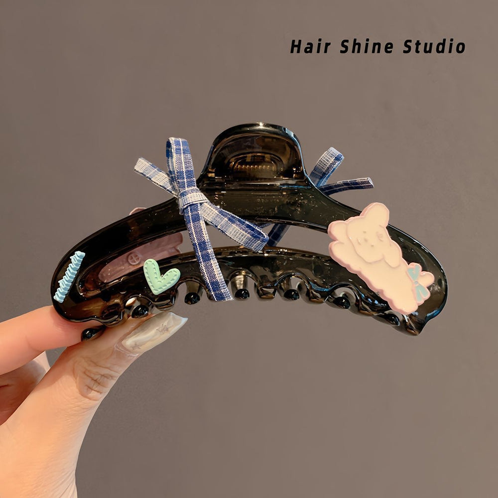 Cute kitten bow gripper for women 2025new arrivalfashion shark clip large ins korean hairpin back of head