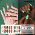 Zhengxiang christmas gel nail art stickers waterproof cartoon fluorescent cross-border fashionuv semi-cured nail stickers luminous
