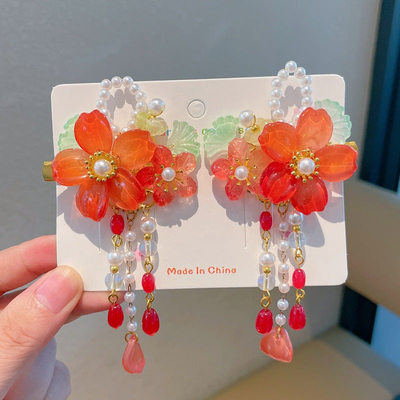 New arrival: exquisite chinese style hair accessories for little girls - ancient costume & hanfu headwear, light-up & glowing, mid-autumn festival glass hair clips (pair)
