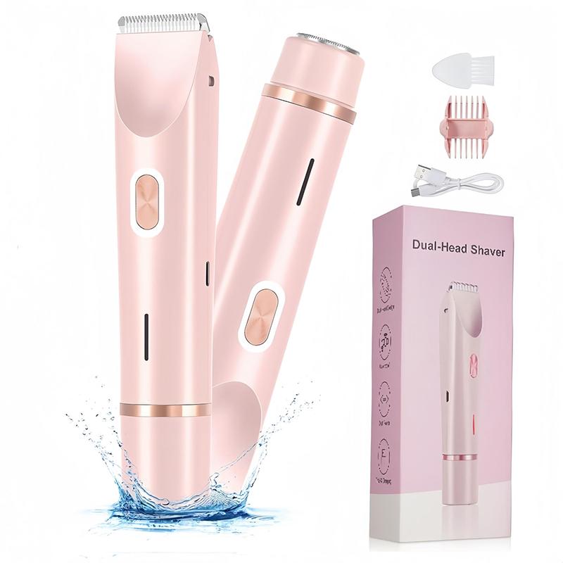 Waterproof rechargeable women's electric shaver, dual-head body groomer, wet & dry razor, cross-border hair removal device