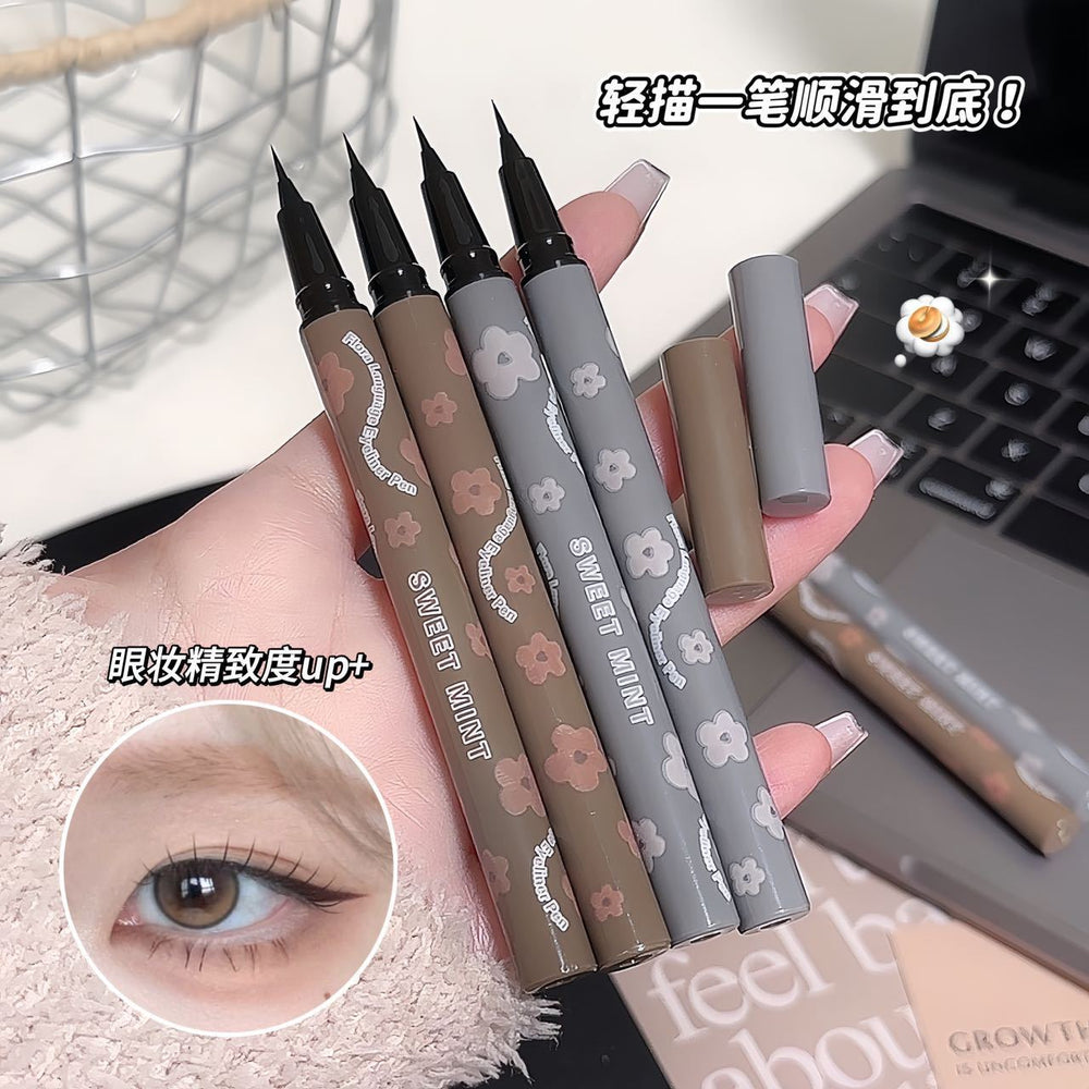 Sweet mint floral eyeliner - ultra-fine tip, waterproof, sweat-proof, smudge-proof, lower lash definition