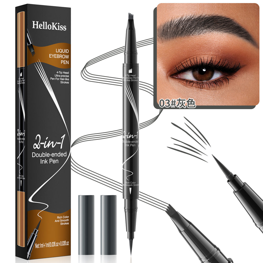 2-in-1 waterproof eyebrow pencil, quick-drying, multi-color, delicate and even, natural color, double-ended eyebrow pencil, no smudge