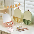 Foldable makeup mirror storage box - dorm room desktop cosmetic vanity mirror - plastic home mirror
