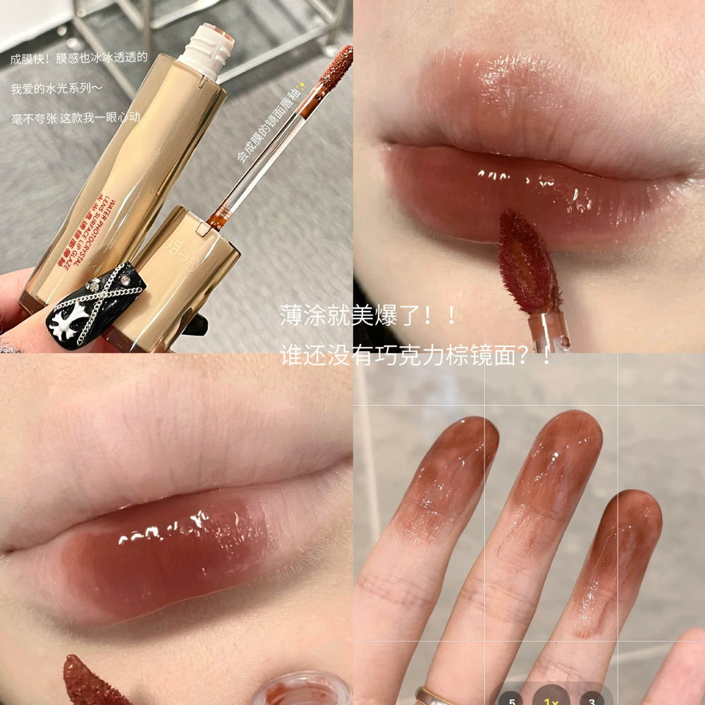 Gege bear gege bear water-glossy crystal lens lip glaze moisturizing, quick-drying, film-forming, waterproof, non-fading