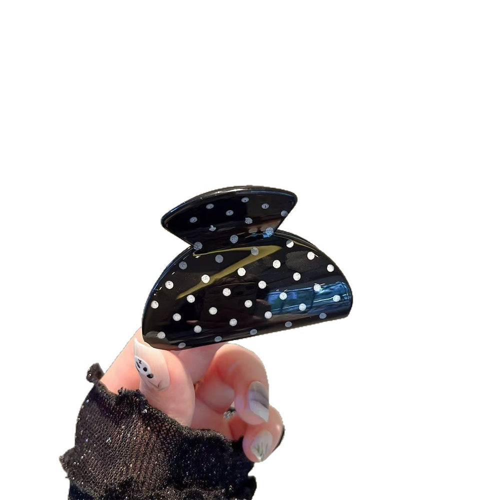 Retro french polka dot champagne color gripper elegant back of the head hair shark clip girl bows one-word clip
