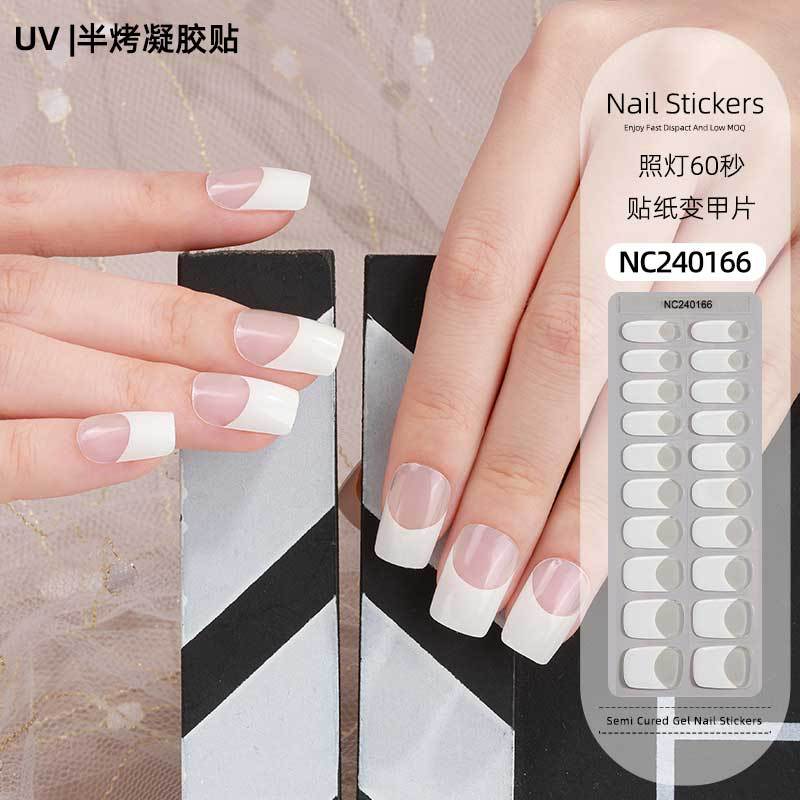 Zhengxiang custom gel nail art stickers - french style, uv/led semi-cured, waterproof, wholesale for export