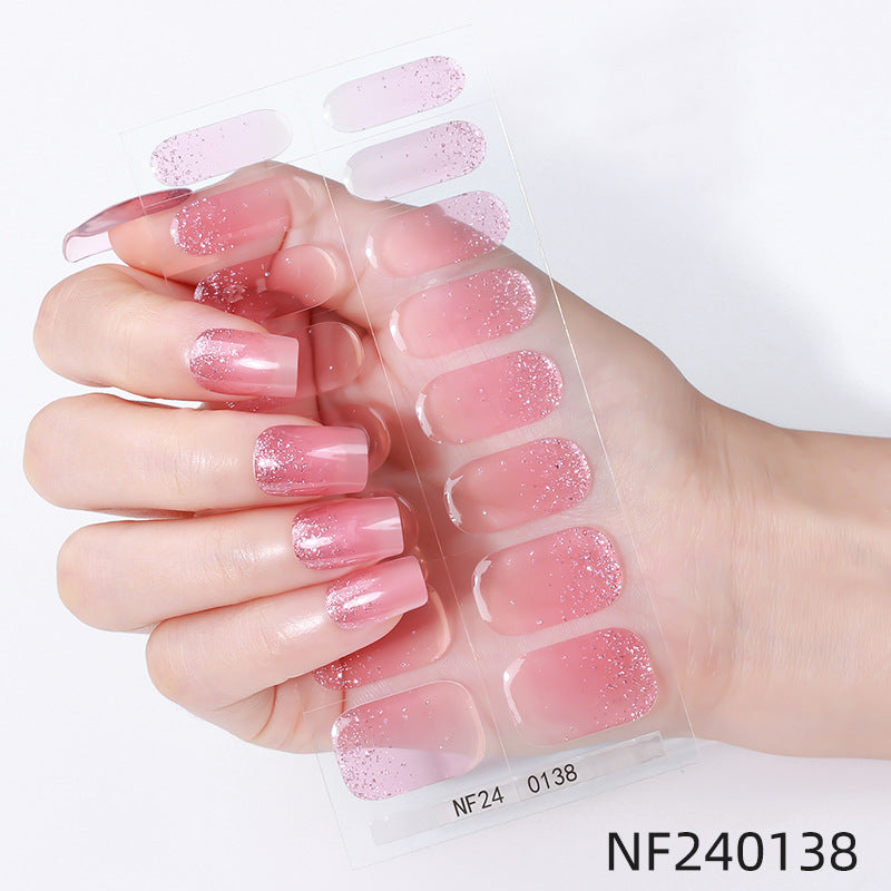 Zhengxiang personalized french gel manicure stickers hot glitter powder fashionuv baking lamp hardening semi-cured nail stickers