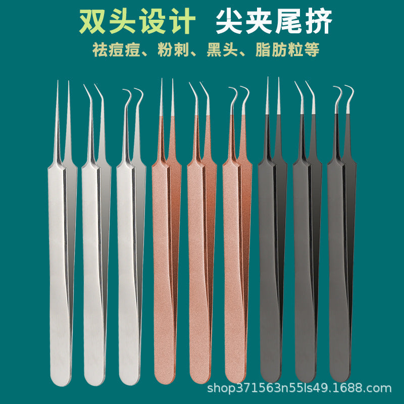 Stainless steel acne needle acne clip cell clip double-ended acne remover blackhead removal needle beauty tool suit cross-border wholesale