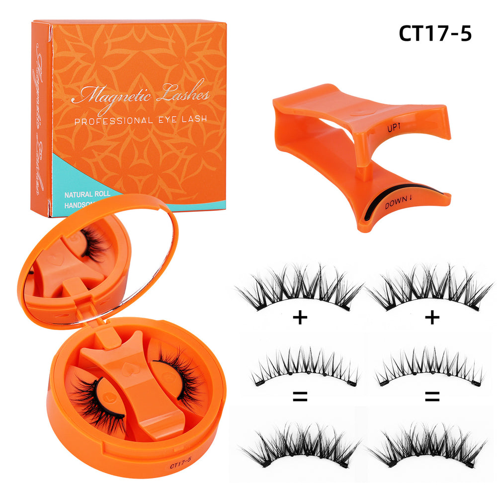 Ready-to-ship orange charm magnetic false eyelashes - all-in-one box. wholesale amazon us & european style dense, small round magnet eyelashes