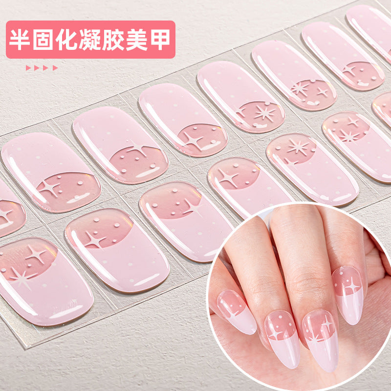 Zhengxiang custom gel nail stickers - waterproof french smudge, sparkle, uv semi-cured nail art stickers, cartoon designs