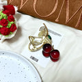 Korean sweet cherry bow hair claw clip - fresh & chic hair styling clip - minimalist & elegant hair accessories for women