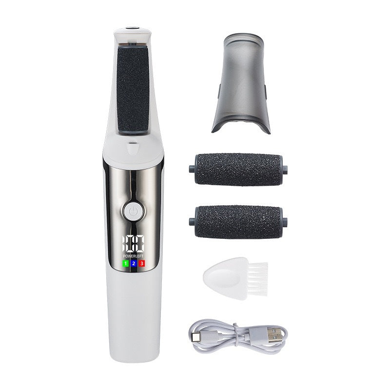 Automatic electric foot file - removes dead skin, calluses, and hard skin. electric pedicure tool with 3 speed settings. foot care device for callus removal, exfoliation, and washable design