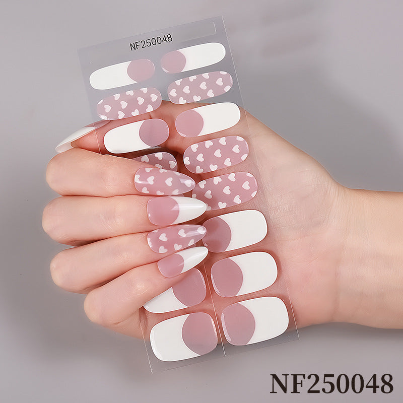 Zhengxiang european and american leopard print gel manicure stickers waterproof cross-border french semi-cured nail stickers uv gel nail