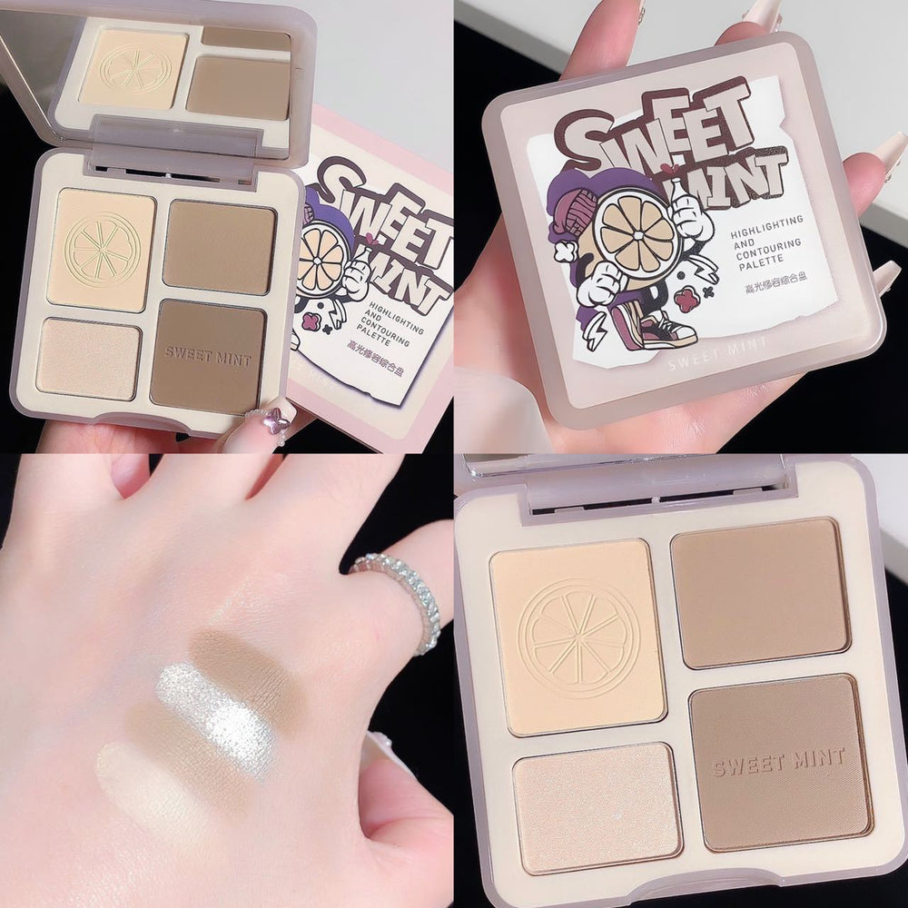 Sweet mint all-in-one highlight & contour palette - comprehensive palette with matte, illuminating, nose shadow, and contour for beginners