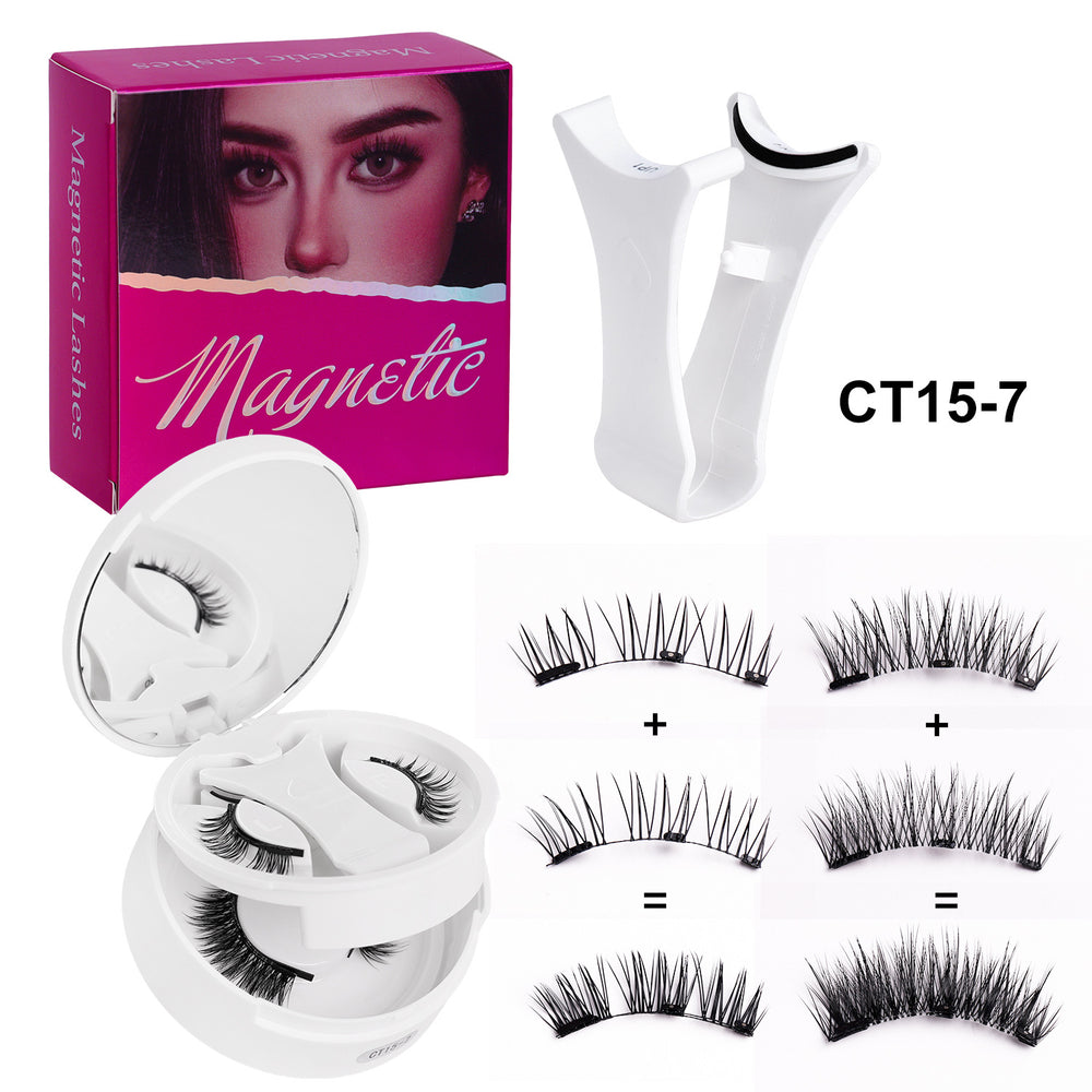 Pingdu magnetic false eyelashes amazon fashion thick strong magnetic 2 pairs black stem eyelash curler suit factory wholesale