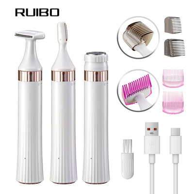 3-in-1 women's grooming kit: full body shaver, epilator, electric razor for eyebrow, lip, and facial hair removal