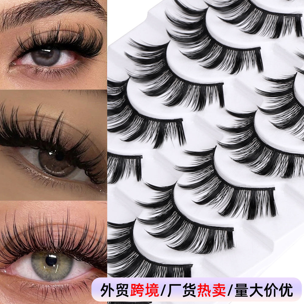 Premium *hard stem false eyelashes - 10 pairs - european & american style - black band - barbie doll/devil eye - dense volume - stage makeup lashes