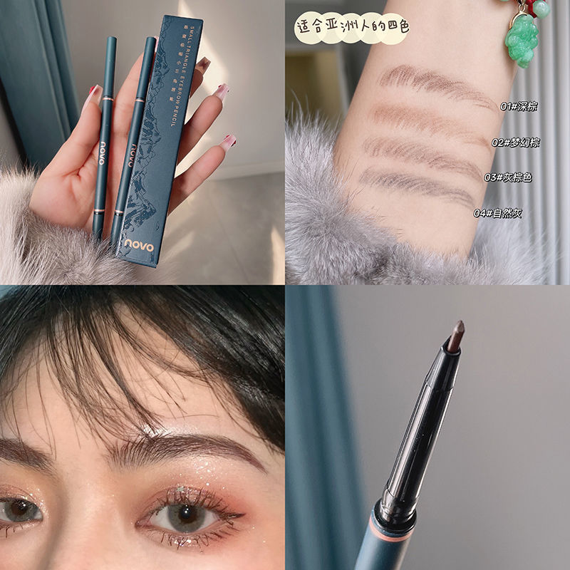 Novo ultra-fine triangle brow pencil - natural, precise, waterproof, sweat-resistant, smudge-proof, dual-ended brow pen