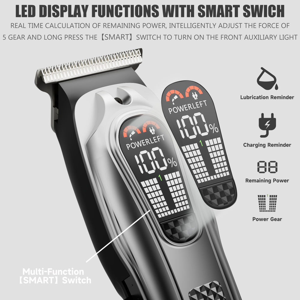 popular hairdressing set electric clipper digital display type-c rechargeable electric clipper engraving hairdressing scissors for home use