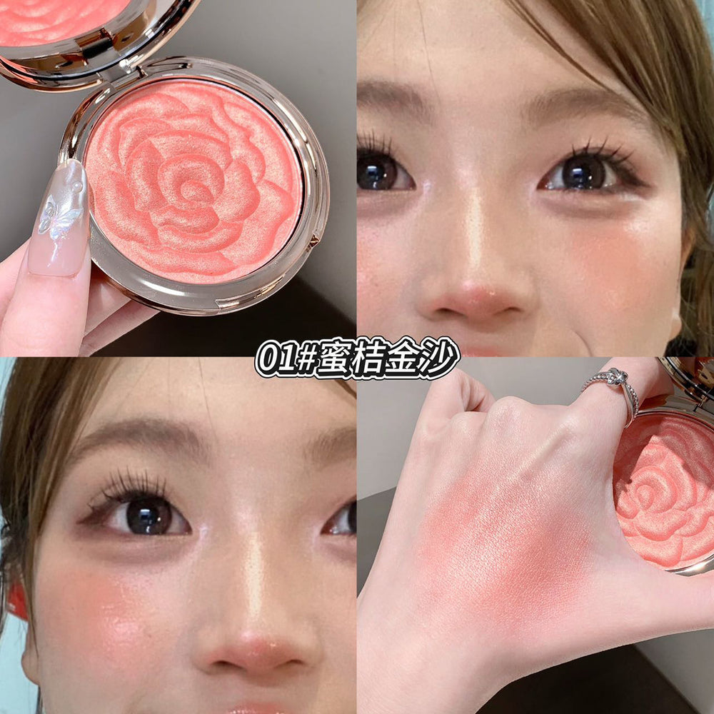 Kakashow embossed rose blush - vibrant, shimmering, nude makeup palette for highlighting and contouring