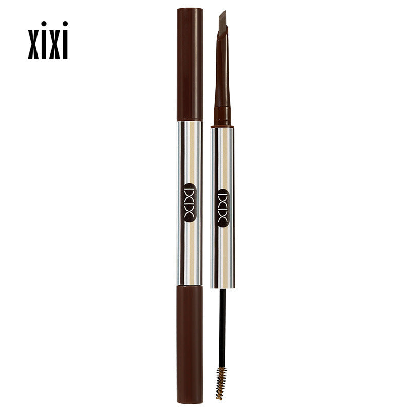 Cosmetic xixi double-ended volumizing velvet eyebrow pencil - waterproof, sweat-proof, natural 3d wild brow pen & tinted brow mascara 2-in-1