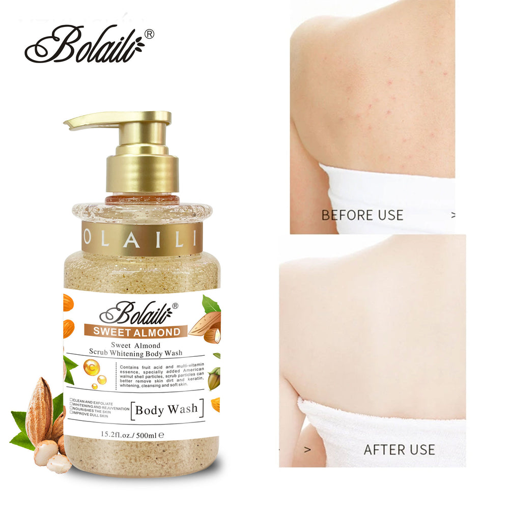 almond shower gel hydrating moisturizing long-lasting moisturizing scrub men's and women's shower gel export wholesale
