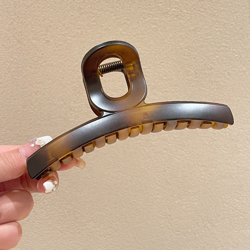 New arrivalfrenchretro pattern plastic resin summer tortoise shell elegantelegance gripper matte black one-word half arc hair gripper