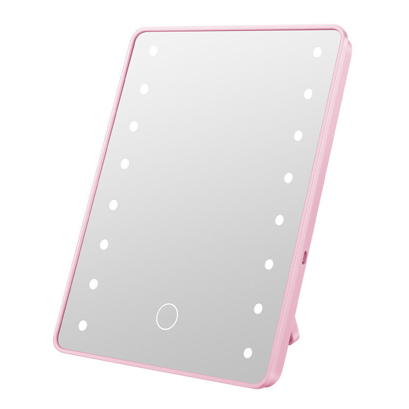 Led makeup mirror with light, desktop home vanity mirror, tabletop sensor folding plastic storage home glass mirror