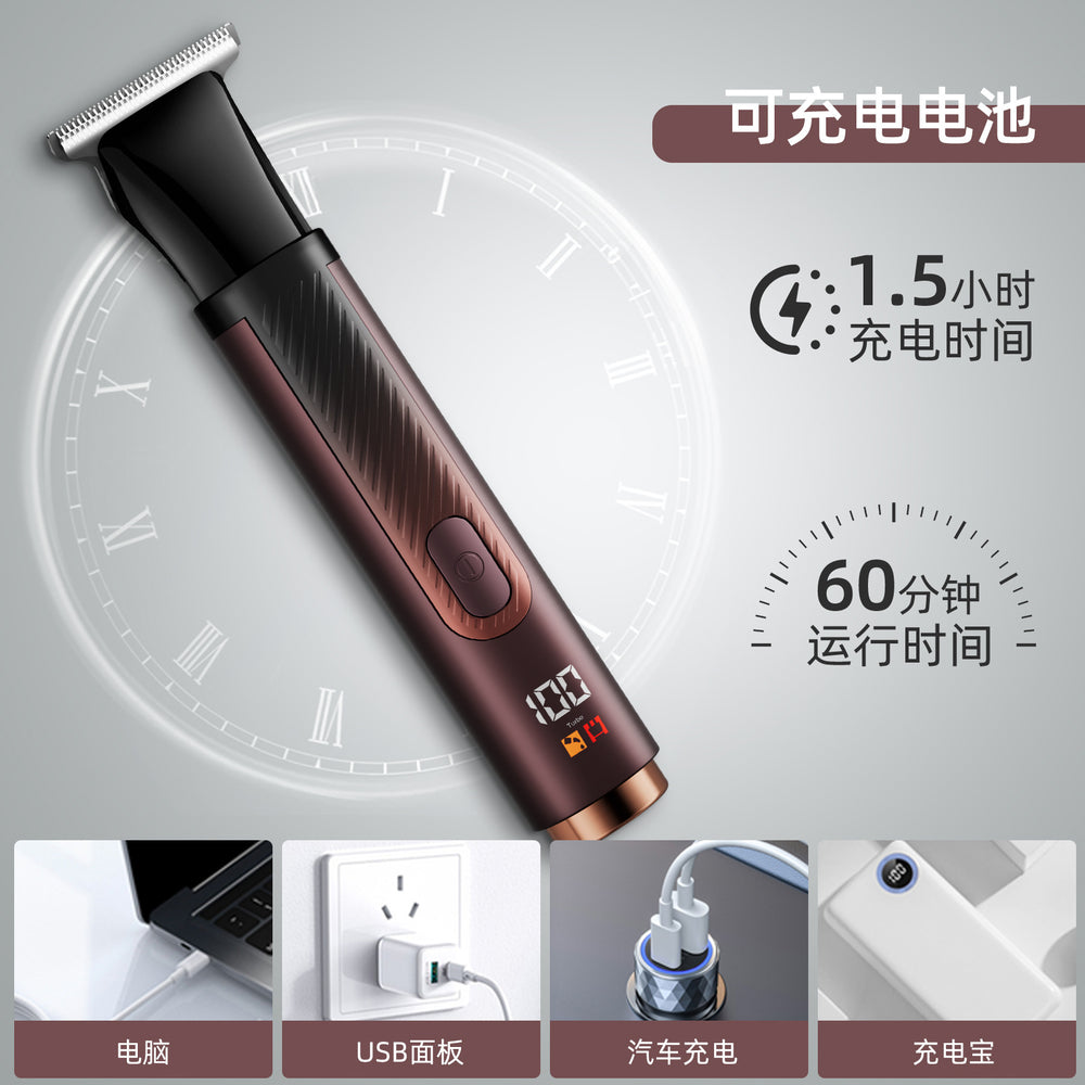 Retractable pole men's body hair electric trimmer waterproof rechargeable shaver led digital display back shaver