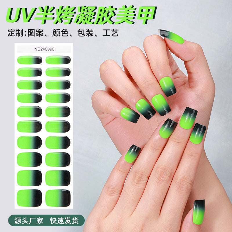 Zhengxiang customized gel manicure stickers korean uv semi-baked semi-cured nail stickers cross-border gradient manicure stickers wholesale