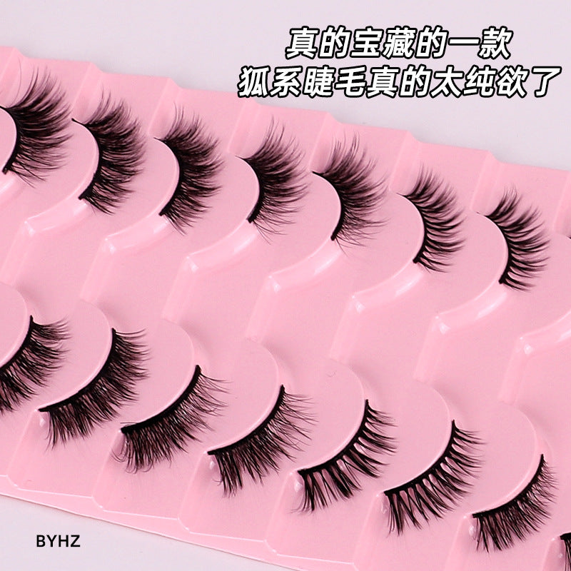 half eyelashes 10 pairs cat eye natural japanese style nude makeup european and american whole strip grafting extension fox false eyelashes