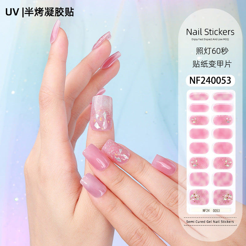 Zhengxiang custom gel nail art stickers - cat eye, glitter, 3d foil, french, uv light therapy, semi-cured nail stickers wholesale