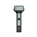 Portable reciprocating shaver with triple blades, full body washable electric razor, mini digital display for sideburns and beard trimming