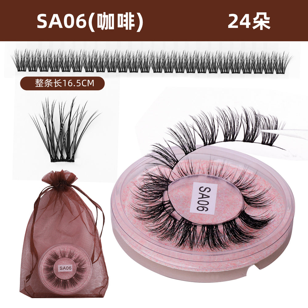 hot-selling full strip pair, mixed natural thick and curly false eyelashes, european and american versatile eyelash glue style