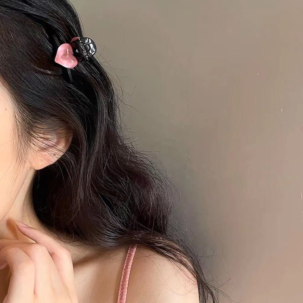 Acrylic casual heart small clip elegant bangs clip classy hair clip women's summer side clip headwear