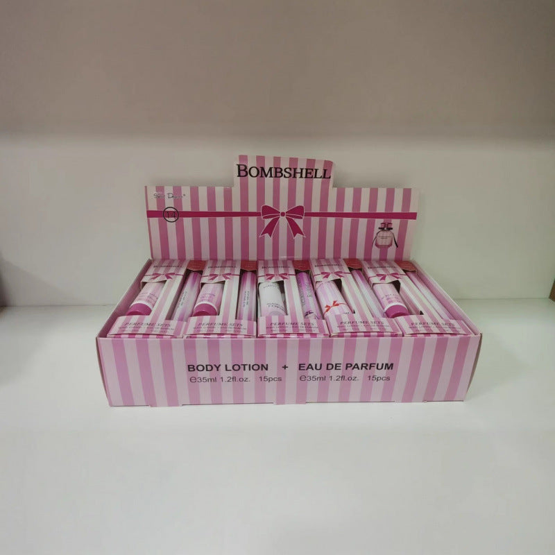 luxury perfume sample 35ml body lotion two-piece set, popular arabian women's perfume gift set