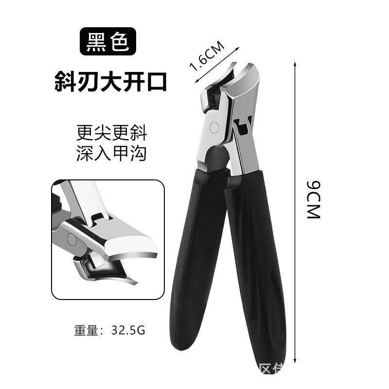 Large opening nail clipper, oblique tip, high-end original anti-splash, single armored groove nail clipper, thick toenail pliers