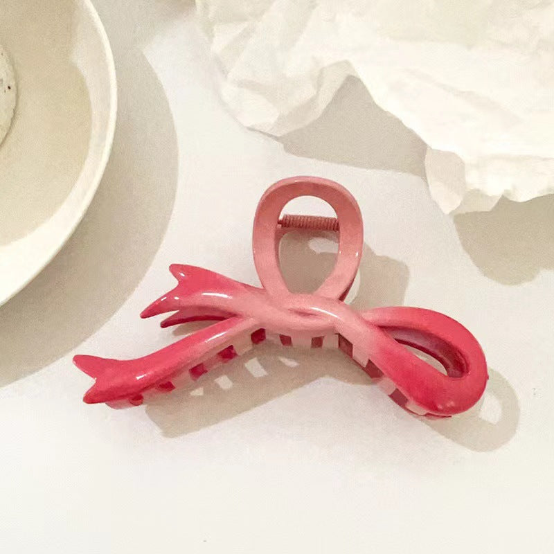 High-end gradient ribbon bow clip large headgear hair back head shark clip acrylic hair accessories for women