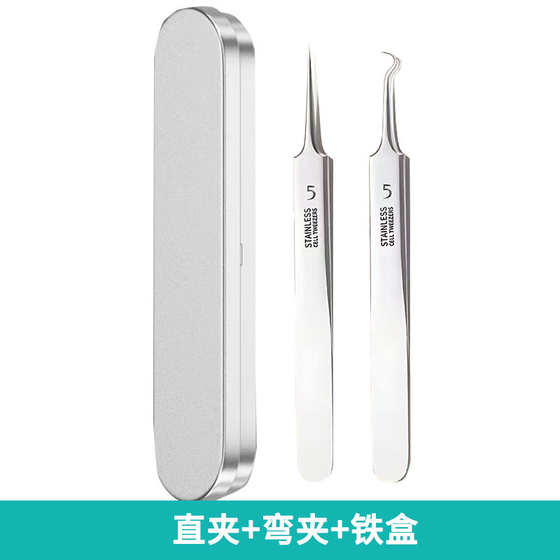 Factory direct stainless steel blackhead remover kit - includes ultra-fine tweezers, blackhead extractor, and acne pimple popping tool