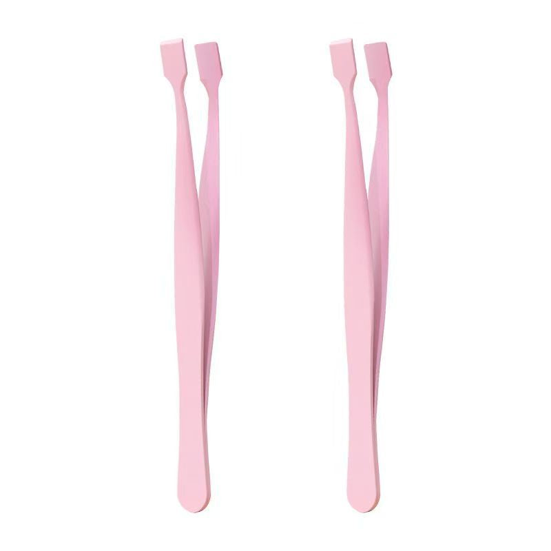 Beginner-friendly stainless steel eyelash extension tweezers - safe, high-precision flat tip tweezers for lower lashes